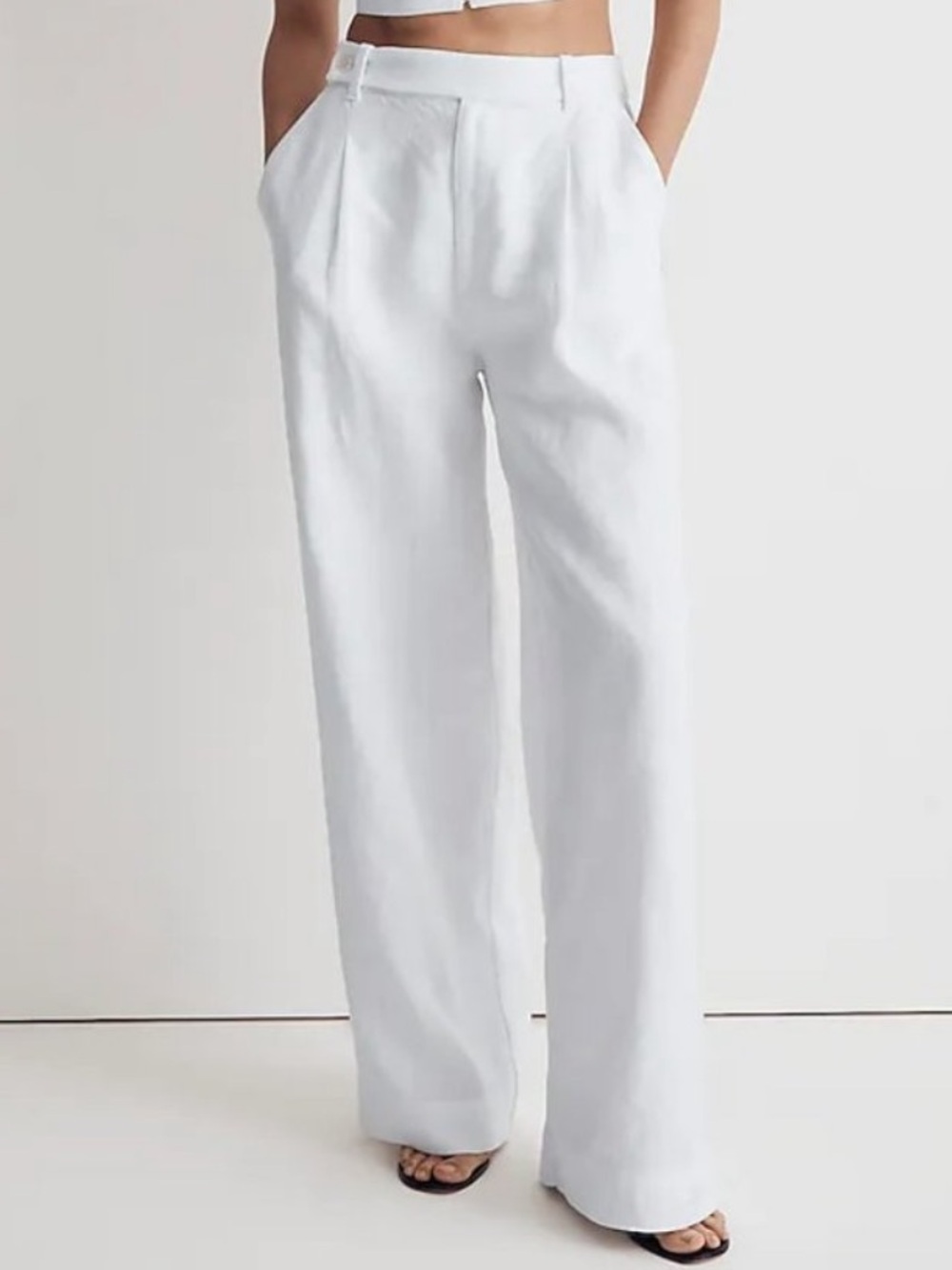 Madewell Harlow Linen Wide Leg Pant White SMALL